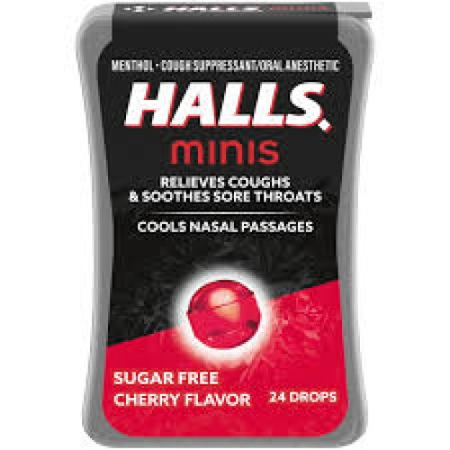HALLS MINIS CHERRY FLAVOR 24 DROPS